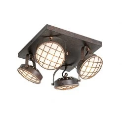 Brandneu ✔️ QAZQA Vintage Deckenlampe rostbraun eckig 4-flammig - Tamina 😍 -Deckenleuchten Verkaufs-Shop 6469 104431 7