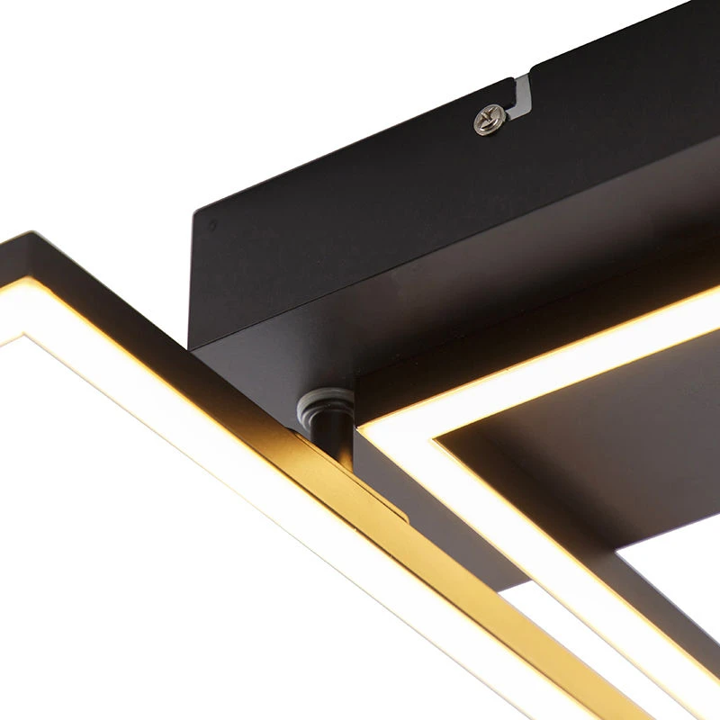 Budget 🔔 QAZQA Deckenleuchte quadratisch schwarz 3-stufig dimmbar - Plazas Novo 👍 4 Budget 🔔 QAZQA Deckenleuchte quadratisch schwarz 3-stufig dimmbar - Plazas Novo 👍 – Bild 4