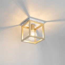 Großhandel 🎁 QAZQA Industrielle Deckenlampe Gold mit Marmor - Cage 🔔 -Deckenleuchten Verkaufs-Shop 6478 105256 14