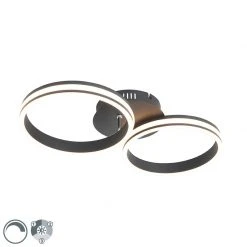 Top 10 🥰 QAZQA Deckenleuchte schwarz inkl. LED 3-stufig dimmbar 2-flammig - Navara 🔔