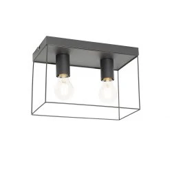 Brandneu 😉 QAZQA Minimalistische plafondlamp zwart 2-lichts - Kodi ⌛