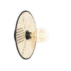 Blitzangebot 🤩 QAZQA Country Decken- und Wandleuchte schwarz mit Rattan 35 cm - Kata 🌟 -Deckenleuchten Verkaufs-Shop 6586 105552 2