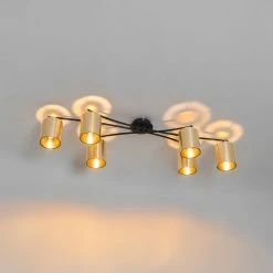Neu ✨ QAZQA Moderne plafondlamp zwart met goud 6-lichts - Lofty 🎁 -Deckenleuchten Verkaufs-Shop 6594 105426 11