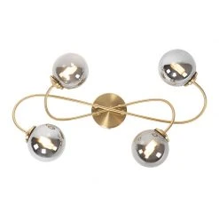 Coupon 👍 QAZQA Moderne Deckenleuchte Gold 4-Licht mit Rauchglas - Athen ⌛ -Deckenleuchten Verkaufs-Shop 6611 103132 6