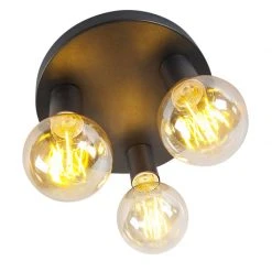 Neu 😍 QAZQA Industriedeckenleuchte schwarz - Facil 3 🎁 -Deckenleuchten Verkaufs-Shop 6659 92429 3