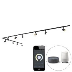 Bester Verkauf 🔥 QAZQA Smart railsysteem zwart 1-fase 10-lichts incl. Wifi GU10 - Jeana 😉