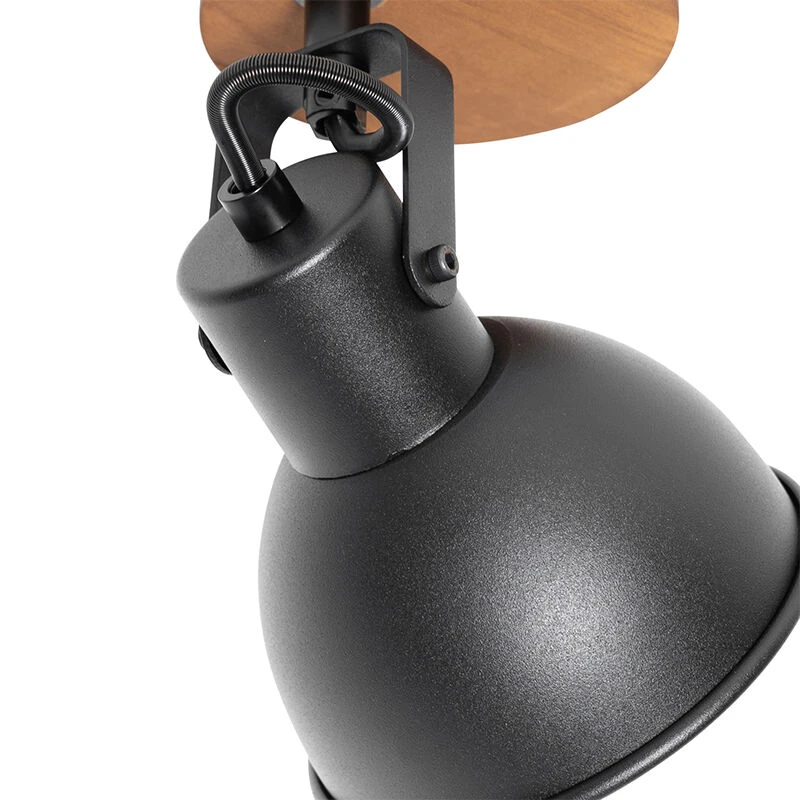 Brandneu 🎁 QAZQA Industrie-Spot schwarz mit Holz neigbar - Tommy 🎉 6 Brandneu 🎁 QAZQA Industrie-Spot schwarz mit Holz neigbar - Tommy 🎉 – Bild 6