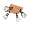 Budget 🎉 QAZQA Industriële spot zwart met hout 4-lichts - Kristina 💯