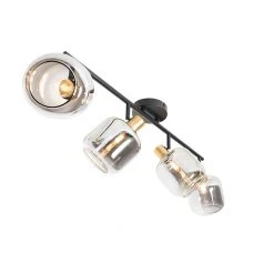 Am billigsten 👏 QAZQA Plafondspot zwart met goud met smoke glas 4-lichts - Zuzanna 💯 -Deckenleuchten Verkaufs-Shop 6714 105505 7