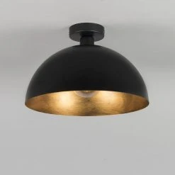 Budget 💯 QAZQA Industrielle Deckenleuchte schwarz mit Gold 35 cm - Magna 🎁 -Deckenleuchten Verkaufs-Shop 6734 94488 7