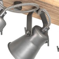 Rabatt 🔥 QAZQA Ländliche Deckenlampe schwarz mit Holz 4-flammig - Jelle ✔️ -Deckenleuchten Verkaufs-Shop 6745 103995 6