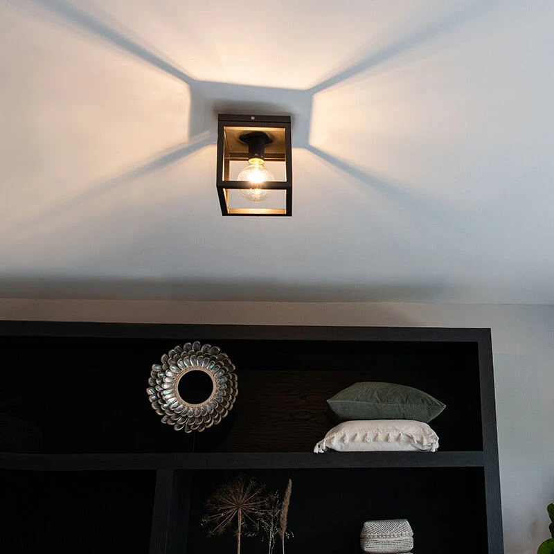 Rabatt 🔔 QAZQA Industrielle Deckenleuchte schwarz - Käfig 1 🎉 2 Rabatt 🔔 QAZQA Industrielle Deckenleuchte schwarz - Käfig 1 🎉 – Bild 2