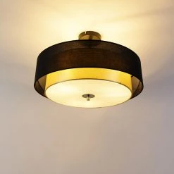 Billig 🔔 QAZQA Moderne Deckenleuchte schwarz mit gold 50 cm 3-flammig - Drum Duo 🥰 -Deckenleuchten Verkaufs-Shop 6788 104409 9