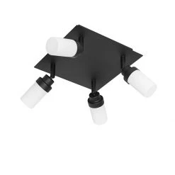 Billig 🤩 QAZQA Moderne badkamer spot zwart 4-lichts IP44 - Japie 💯 -Deckenleuchten Verkaufs-Shop 6848 105912 10