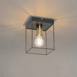 Beste Bewertungen von ⌛ QAZQA Minimalistische plafondlamp zwart met goud - Kodi 🎁 -Deckenleuchten Verkaufs-Shop 6884 105604 9