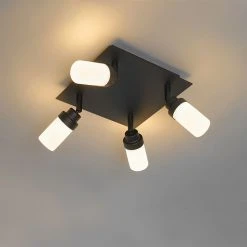 Billig 🤩 QAZQA Moderne badkamer spot zwart 4-lichts IP44 - Japie 💯 -Deckenleuchten Verkaufs-Shop 6886 105912 9