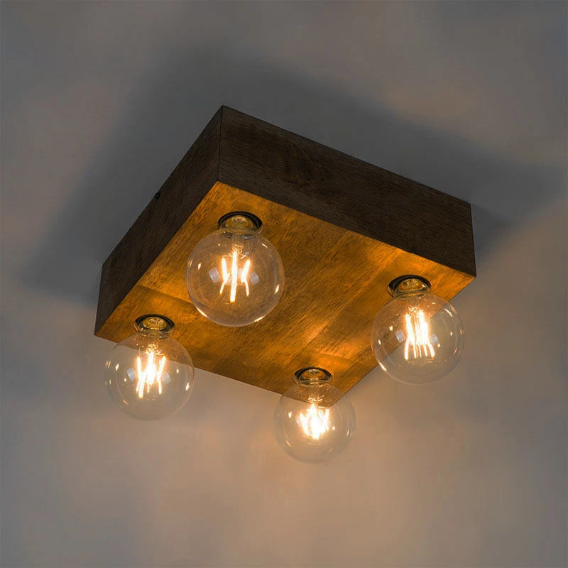Bestpreis ⌛ QAZQA Land Deckenleuchte dunkles Holz 4-Licht - Block 😀 11 Bestpreis ⌛ QAZQA Land Deckenleuchte dunkles Holz 4-Licht - Block 😀 – Bild 11