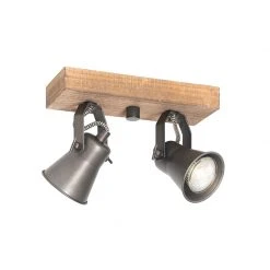 Angebote 👍 QAZQA Ländlicher Fleck schwarz mit Holz 2-flammig - Jelle 🔔 -Deckenleuchten Verkaufs-Shop 6903 103993 9