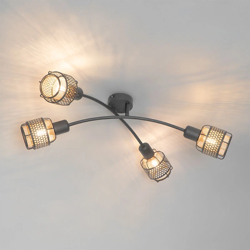 Rabatt 😀 QAZQA Design-Deckenleuchte Schwarz mit Gold 4-flammig - Noud 🤩 15 Rabatt 😀 QAZQA Design-Deckenleuchte Schwarz mit Gold 4-flammig - Noud 🤩 – Bild 15