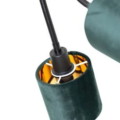 Billig 🔥 QAZQA Moderne Deckenleuchte schwarz mit Schirm grün 3-flammig - Merwe 🌟 -Deckenleuchten Verkaufs-Shop 6947 104942 5