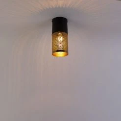 Beste Bewertungen von ⌛ QAZQA Industrielle Deckenlampe schwarz mit Gold - Raspi ❤️ -Deckenleuchten Verkaufs-Shop 6956 104459 9