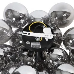 Bester Verkauf 🧨 QAZQA Design Deckenleuchte schwarz mit Rauchglas 4 Lampen - Uvas 👍 -Deckenleuchten Verkaufs-Shop 6966 102344 8