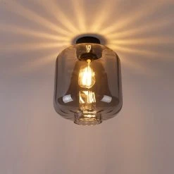 Rabatt 🎉 QAZQA Design Deckenleuchte schwarz mit Rauchglas - Qara 🎉 22 Rabatt 🎉 QAZQA Design Deckenleuchte schwarz mit Rauchglas - Qara 🎉 -Deckenleuchten Verkaufs-Shop 6984 102205 10