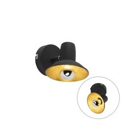 Am billigsten ⭐ QAZQA Design Wand- und Deckenstrahler schwarz mit Gold 1-Licht - Avril 🔔