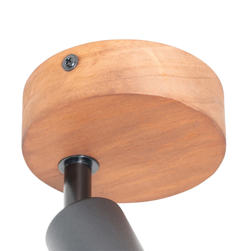 Bestpreis 🎁 QAZQA Industrieller Spot schwarz mit Holz - Kristina 🔥 6 Bestpreis 🎁 QAZQA Industrieller Spot schwarz mit Holz - Kristina 🔥 – Bild 6