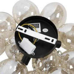 Schlussverkauf ❤️ QAZQA Design Deckenleuchte schwarz mit Braunglas 3-Licht - Uvas 🌟 -Deckenleuchten Verkaufs-Shop 7086 102341 8