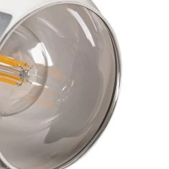 Bester Verkauf 😀 QAZQA Plafondlamp zwart met smoke glas en hout 4-lichts - Vidro ✨ -Deckenleuchten Verkaufs-Shop 7086 105598 2