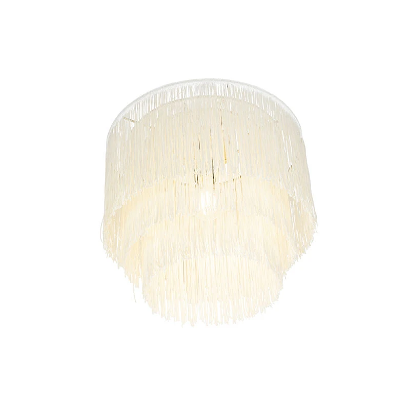 Brandneu 🌟 QAZQA Orientalische Deckenleuchte Gold cremefarbener Schirm mit Fransen - Franxa 😍 7 Brandneu 🌟 QAZQA Orientalische Deckenleuchte Gold cremefarbener Schirm mit Fransen - Franxa 😍 – Bild 7