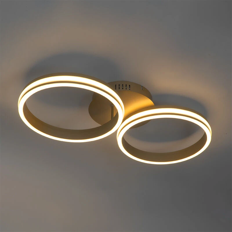 Brandneu 🎁 QAZQA Deckenleuchte Messing inkl. LED 3-stufig dimmbar 2-flammig - Navara 👍 13 Brandneu 🎁 QAZQA Deckenleuchte Messing inkl. LED 3-stufig dimmbar 2-flammig - Navara 👍 – Bild 13