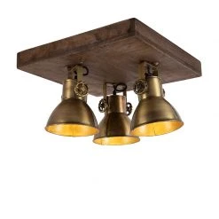 Billig ⌛ QAZQA Deckenleuchte Bronze mit Holz 3-flammig - Mangos 👍 -Deckenleuchten Verkaufs-Shop 7134 102354 2