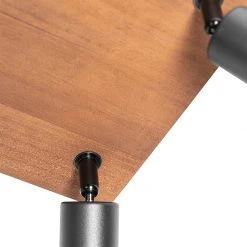 Budget 🎉 QAZQA Industriële spot zwart met hout 4-lichts - Kristina 💯 -Deckenleuchten Verkaufs-Shop 7142 105636 4