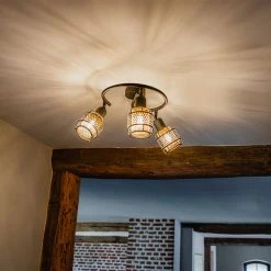 Angebote ❤️ QAZQA Design-Deckenleuchte Schwarz mit Gold 3-flammig rund - Noud 👍