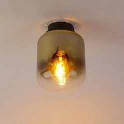 Aktion 🧨 QAZQA Design-Deckenleuchte schwarz mit Goldglas - Bliss 🎉 -Deckenleuchten Verkaufs-Shop 7151 104859 9