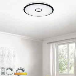 Brandneu ❤️ Trio Leuchten Deckenleuchte schwarz 65 cm inkl. LED mit Fernbedienung - Bente 👍