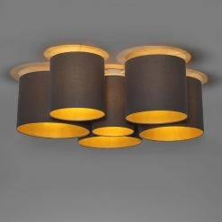 Beste Bewertungen von 💯 QAZQA Plafondlamp taupe met gouden binnenkant 6-lichts - Multidrum 😍 -Deckenleuchten Verkaufs-Shop 7225 105740 8