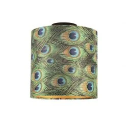 Budget 🎉 QAZQA Deckenleuchte mit Schirm Pfau/gold 25 cm - Combi schwarz 👏