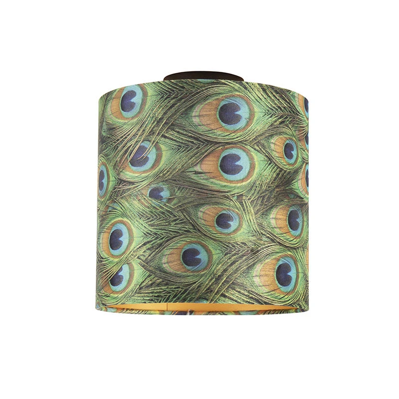 Budget 🎉 QAZQA Deckenleuchte mit Schirm Pfau/gold 25 cm - Combi schwarz 👏 1 Budget 🎉 QAZQA Deckenleuchte mit Schirm Pfau/gold 25 cm - Combi schwarz 👏