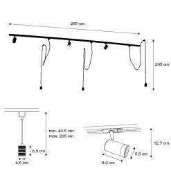 Aktion 😉 QAZQA Schienensystem mit 3 Spots und Pendelleuchte 1-phasig schwarz - Cavalux Jeana 🛒 -Deckenleuchten Verkaufs-Shop 7247 102476 3