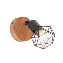 Coupon 👏 QAZQA Industriële spot zwart met hout draai- en kantelbaar - Mosh 🤩 -Deckenleuchten Verkaufs-Shop 7267 105637 2