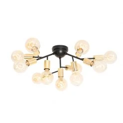 Blitzangebot ⌛ QAZQA Moderne Deckenlampe Schwarz mit Gold 12 Lichter - Juul 👏