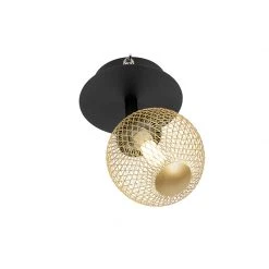 Budget 😍 QAZQA Spot schwarz mit gold verstellbar - Athens Wire ✔️ -Deckenleuchten Verkaufs-Shop 7274 103142 7