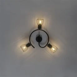 Bestpreis 😉 QAZQA Moderne Deckenleuchte schwarz 50 cm rund 3-Licht - Botu ⭐ -Deckenleuchten Verkaufs-Shop 7277 102387 6