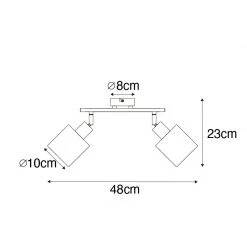Top 10 🥰 QAZQA Deckenfleck schwarz mit schwarzem Schirm 2-Licht verstellbar - Hetta 💯 -Deckenleuchten Verkaufs-Shop 7303 102402 3