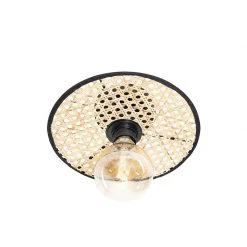 Bestes Angebot 🔔 QAZQA Country Decken- und Wandleuchte schwarz mit Rattan 25 cm - Kata 🎉 -Deckenleuchten Verkaufs-Shop 7323 105551 4
