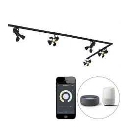 Am billigsten 🌟 QAZQA Smart railsysteem zwart 5-lichts incl. Wifi GU10 - Movie 🛒