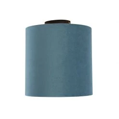 Bestes Angebot 🎁 QAZQA Deckenleuchte mit Samtschirm blau/gold 25 cm - Combi schwarz ✔️ -Deckenleuchten Verkaufs-Shop 7361 98633 4